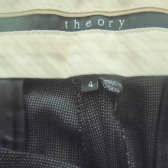 THEORY BLACK AND GRAY CHECKERED PANTS SIZE 4 - Picture 6 of 12